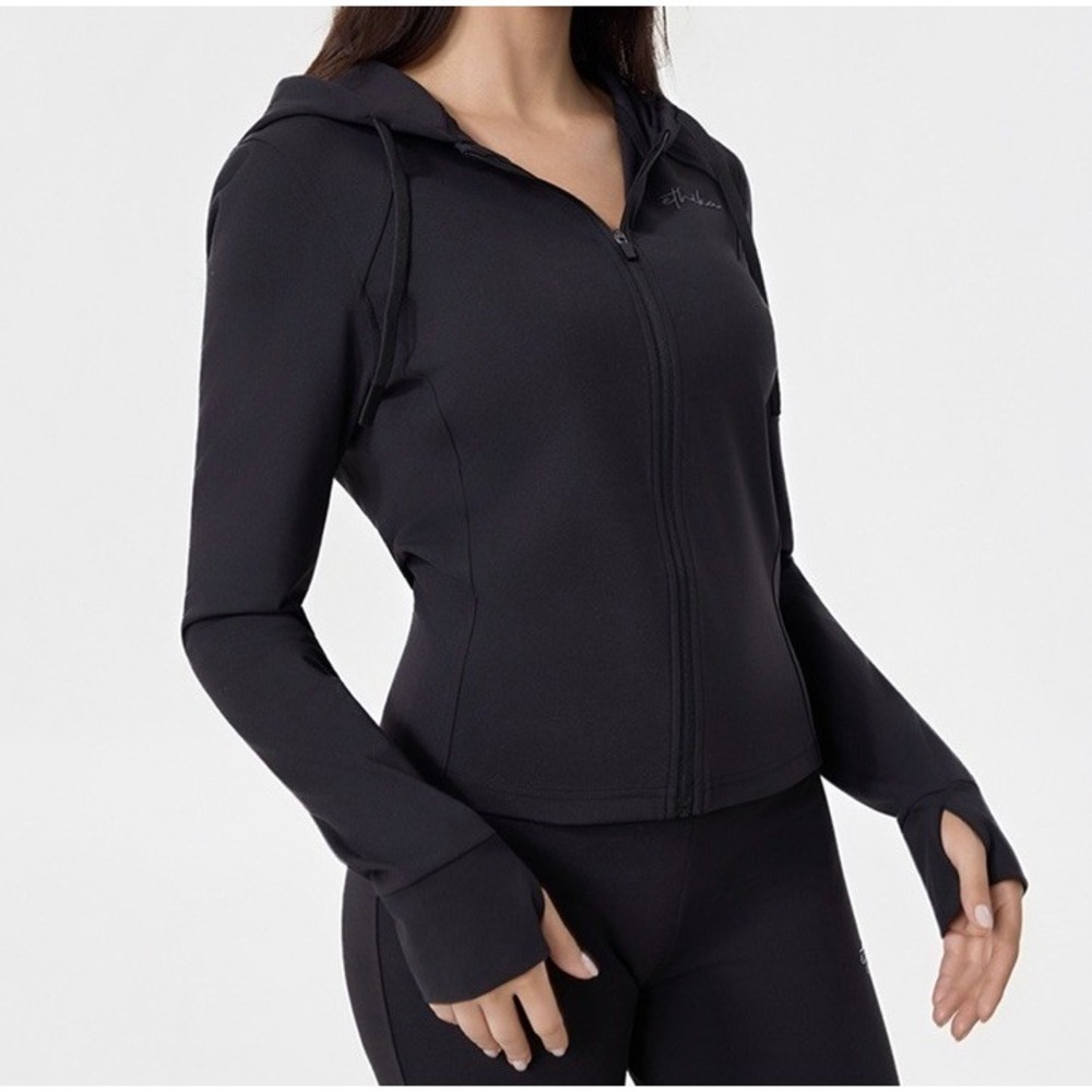 Ethika‎ Hoodie Women's L Full Zip Hoodie Sweatshirt Glide Onyx Black Fitted